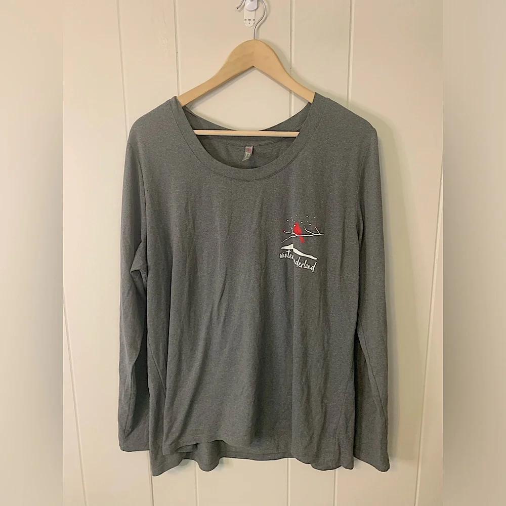 Simple Pleasures Gray Winter Wonderland Long Sleeve Pajama Top Size 1X